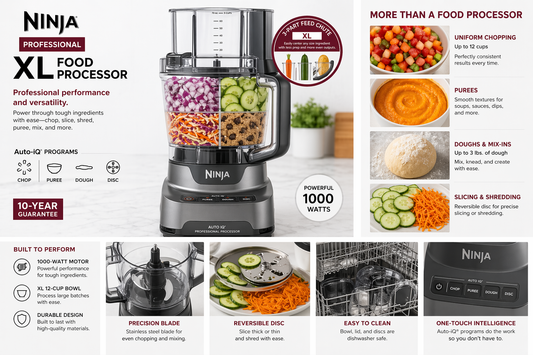 Ninja Food Processor con Auto-iQ | 4 Programas Preestablecidos — Picar, Puré, Masa y Disco
